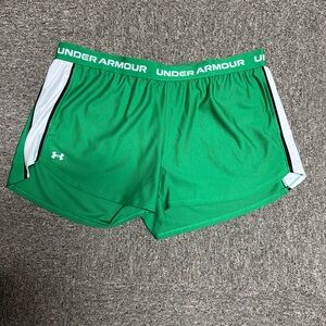 Under Armour Women's Vibrant Green and White Athletic Shorts